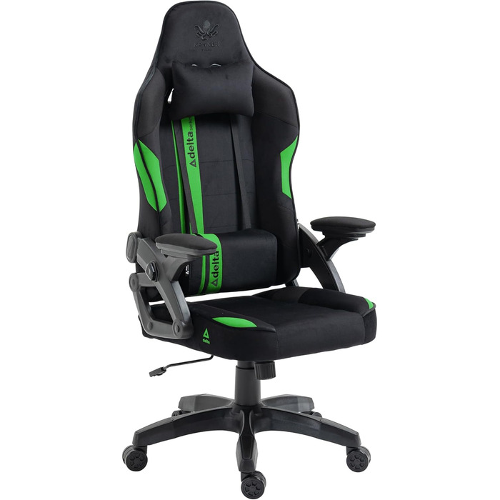 Крісло геймерське KRAKEN CHAIRS - ергономічне, тканинне, для комп'ютера, 130 кг, чорно-зелене