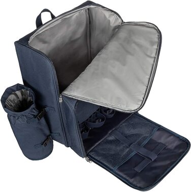 Рюкзак для пікніка Andora на 4 особи з інтегрованою сумкою-холодильником, зелений, з аксесуарами (темно-синій, білий)