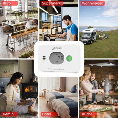 Виявлювач чадного газу CPVAN, 10 років служби, 3-в-1 з змінною батареєю, детектор CO з датчиком температури та вологості, EN50291, 1 шт.