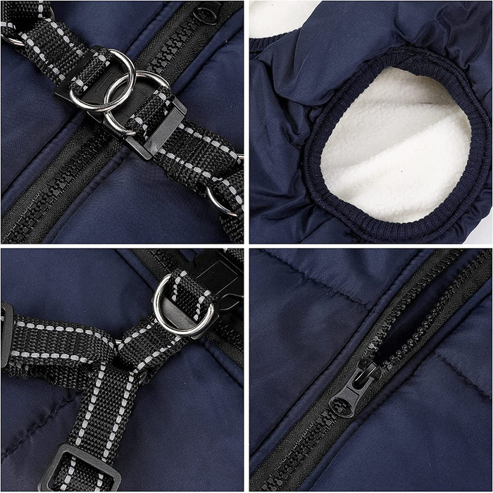 Куртки для собак Aiboria на зиму вітрозахисні водонепроникні, пальто для холодної погоди 2 в 1, Зимова тепла куртка для цуценят, жилет для маленьких собак (XL, Синій) Синій XL