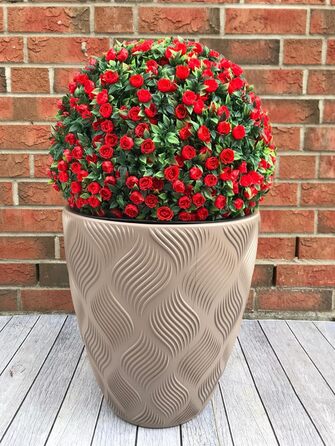 Кашпо для квітів MELTOM з винімним вкладишем, кругле, 3D ефект, декоративне (Taupe, L)