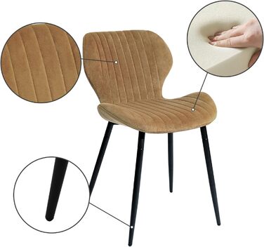 Набір з 2-х обідніх крісел CangLong, м'який крісло-релакс для кухні, їдальні та вітальні, гостьові крісла з масивними дерев'яними ніжками (колір: коричневий)