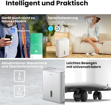 Зволожувач повітря COMFEE 12 л/день, для приміщень до 20 м², автоматична відтавання, блокування дітей, тиха робота, екологічний фреон R290, CDDOE-12DEN7-QA3(EU)