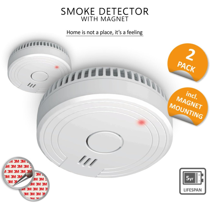 Набір датчиків диму ELRO FS1805M (6 шт.) з магнітним кріпленням | 5 років батареї та гарантія | Відповідає стандарту EN14604 | Білий