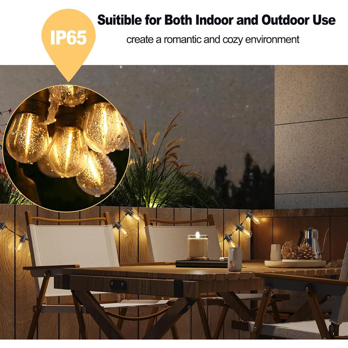 BRIMAX LED гірлянда для вулиці, 30м, 220-240V, IP44, 46+4 лампочки G40 E12 1W, 2200K, розширювана, для кемпінгу, ярмарку, саду, вечірки