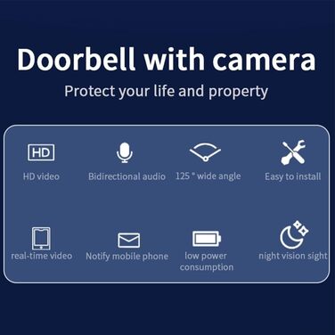 Бездротова відео-дзвінок Smart WiFi з камерою, нічне бачення, двосторонній аудіо, відео в реальному часі