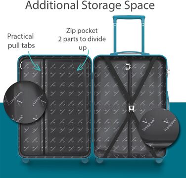 Набір валіз Voyagoux 2 шт. - 40L та 116L, жорсткий корпус, TSA-замок, ABS, 4 колеса 360°, міцний та легкий, рожеве золото та світло-блакитний