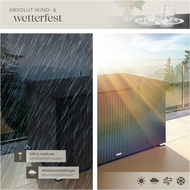 Скриня для зберігання садових речей Tectake з алюмінію та ротангу, 750л, чорна - водонепроникна, з газовими амортизаторами, стійка до УФ-випромінювання та іржі (145x82,5x79,5 см)