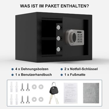 Сейф Diyife 16L з цифровим замком, сигналізацією та підсвіткою. Меблевий сейф з висувною полицею, з міцної сталі SPCC, 35x25x25 см, 2 ключі. Для дому, офісу, готелю.