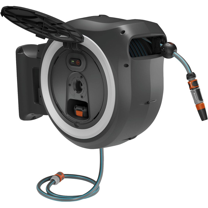 Gardena PowerRoll XXL Solo: Автоматичний шланг на котушці з акумулятором, 40м, білий, UV-стійкий, для саду