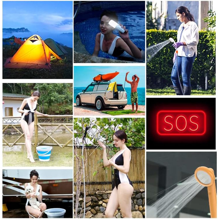 Електричний душ портативний LUOOV для кемпінгу, подорожей, миття авто та тварин з USB зарядкою та гарантією 3 роки