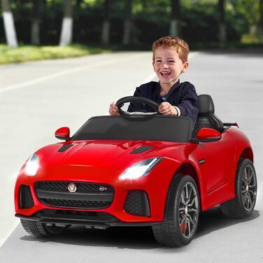Дитячий електромобіль COSTWAY Jaguar 12V з музикою, історіями, сигналом і фарами, на пульті ДУ, для дітей від 3 років, червоний
