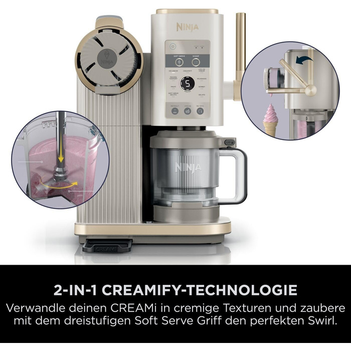 Ninja CREAMi Ice Cream Maker Stone Gold NC701EUSTGD: 13 функцій, 2 контейнери для морозива, сорбету, шейків