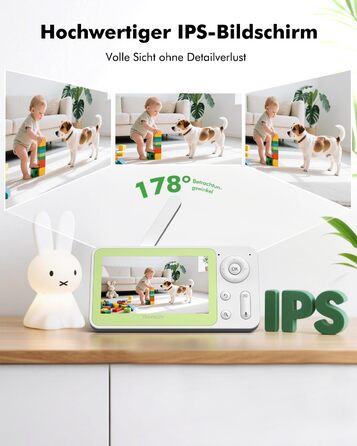 Відеоняня з камерою 1080P HD PTZ 360° та Wi-Fi: монітор для немовлят з додатком, нічним баченням, 4x Zoom, детекцією руху/звуку, двостороннім аудіо, автотрекінгом та сповіщеннями | 8SM