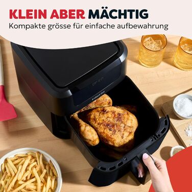 Фритюрниця повітряна Instant Pot Vortex Compact Trüffel Grau 5 л з сіткою, сімейна, 4-в-1 (смаження, сушка, випічка, підігрів), антипригарне покриття, легко миється, придатна для миття в посудомийній машині, колір: сірий