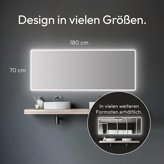 Дзеркало для ванної кімнати Talos Moon з підсвічуванням 120x70 см, вологостійке, нейтральне біле світло