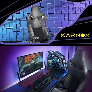 Ігрове крісло KARNOX Legend TR, офісне письмове крісло, ергономічне крісло для гоночного ПК, висока спинка, крісло керівника з підголівником і поперековою підтримкою, поворотне на 360 градусів, відкидне комп'ютерне крісло (чорний)