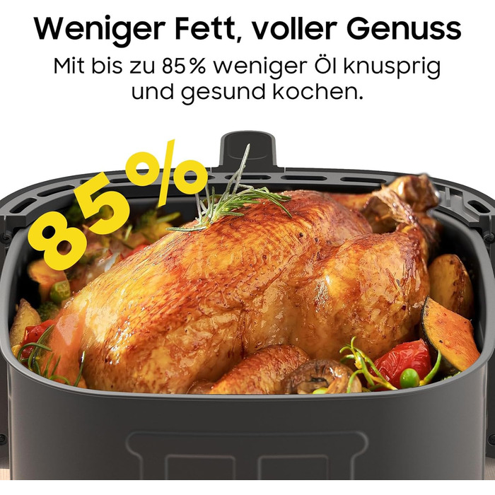 Фритюрниця повітряна XXL 9л, 2350W, 9 програм, LED дисплей, функція підігріву, металевий внутрішній простір, для сімейних обідів