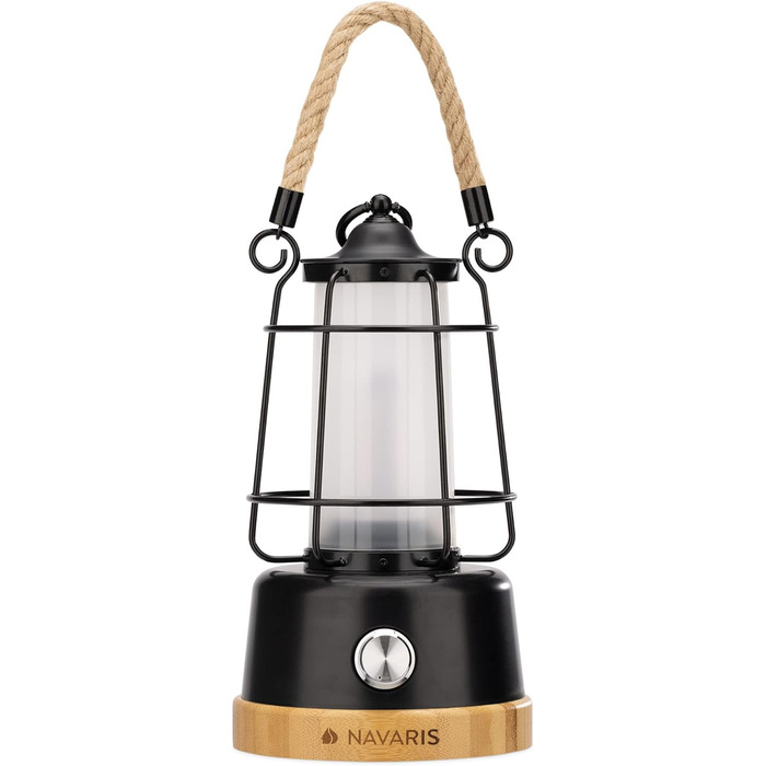 Світлодіодний ліхтар Navaris акумуляторний - Світильник для дверей і приміщень з акумуляторною батареєю - Портативна настільна лампа з бездротовим регулюванням яскравості - Кемпінгова лампа зі зміною колірної температури Чорний