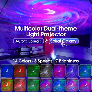 Проектор зоряного неба ALACRIS Полярне сяйво і спіральна галактика, світлодіодний 3D проектор галактики, проектор зірок з пультом дистанційного керування таймером Білий шум для дітей Дорослі Подарунок 2023 Версія
