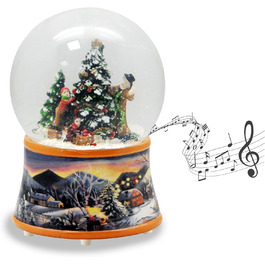 Шар Сніговий Засніжений Ландшафт з Механізмом - Декор Ялинки, 100 мм, 20273