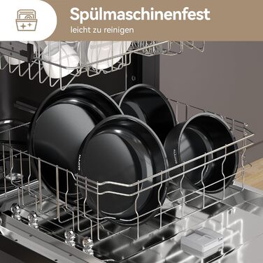 Набір каструль з керамічним покриттям 14 предметів, антипригарне покриття, індукційне дно, 24/28 см сковороди, для всіх типів плит, сумісний з духовкою