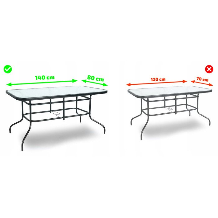 Комплект садових меблів: великий стіл (140x80) та 4 металеві стільці