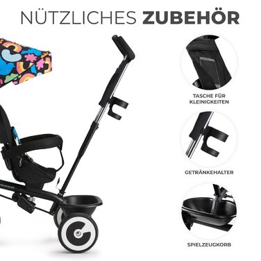 Триколісний велосипед Kinderkraft ASTON для дітей від 9 місяців до 25 кг, з батьківською ручкою, поворотним сидінням, дашком від сонця, кошиком та тримачем для напоїв, зелений