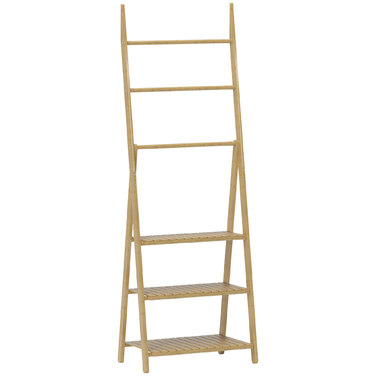 Трирівнева полиця для ванної кімнати, 3 тримачі для рушників, бамбуковий каркас, у формі літери А, решітчасті полиці