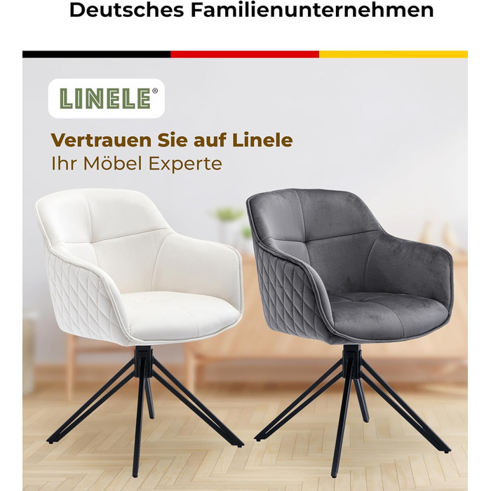 Обідні стільці 2 шт. сірого кольору з пружинним блоком - поворотні, з оксамитовим покриттям - високий рівень комфорту - в ретро-стилі, проста збірка - без ПВХ, сертифіковані Oeko-TEX, з доставкою по Україні