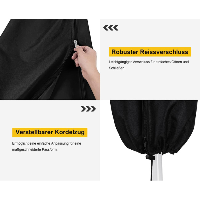 Захисний чохол для парасольки (400см) - водонепроникний, стійкий до УФ, для саду та ринку, чорний