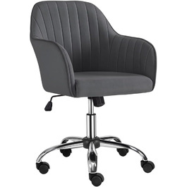 Крісло Yaheetech для дому та офісу: регульоване, обтягнуте велюром, до 136 кг, темно-сіре