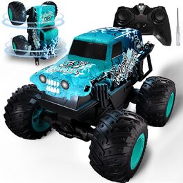 RC Monstertruck 1:20 2.4GHz синій - радіокерований позашляховик для хлопчиків та дівчаток від 3 років з LED підсвіткою, музикою та функцією 'ходьба на двох колесах'