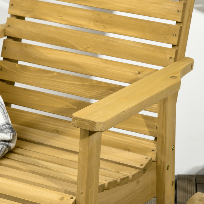Крісло-гойдалка Outsunny Крісло-гойдалка з підлокітником, садове крісло Relax Chair для балкона та тераси, з навантаженням до 130 кг, ялинове дерево світло-коричневого кольору