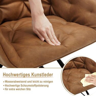 Крісло для їдальні WOLTU EZS61br-1 (світло-коричневе), 6 шт. в наборі: обертове, з підлокітниками, штучна шкіра, для кухні, вітальні, їдальні