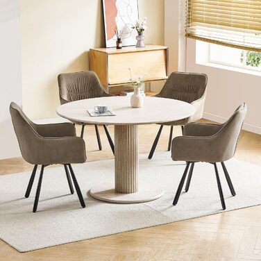 Набір обідніх крісел 6 шт. з поворотним механізмом, крісла з підлокітниками, поворот на 360°, м'яке крісло з велюру, для вітальні, кухні, робочого кабінету, спальні, коричневе, 6 шт.