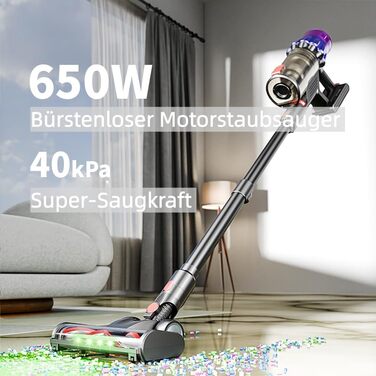 Bergexpertен Orizom: Бездротовий пилосос з автоматичним визначенням забруднення | 60 хв роботи | Без мішка | Для килимів, твердих підлог та шерсті тварин | 550 Вт (Фіолетовий)