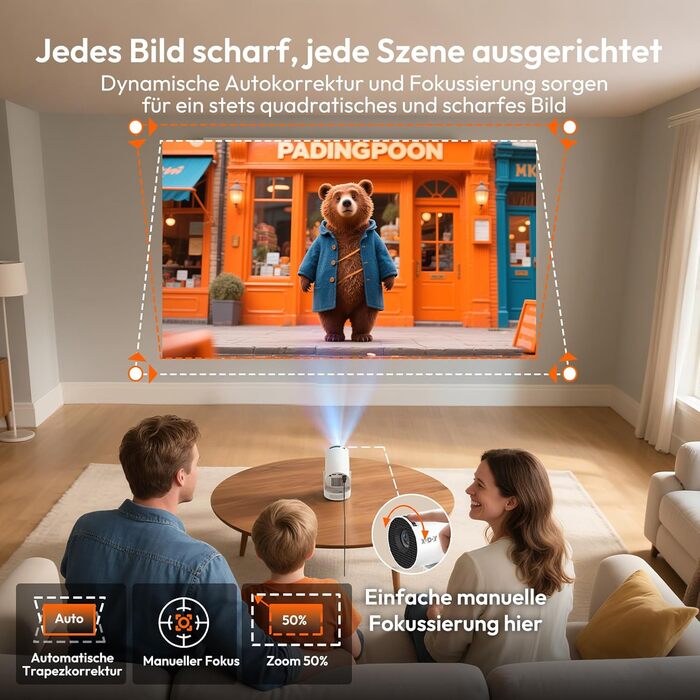 Портативний проєктор Xgody Gimbal 3: 720P HD, 4K/1080P, 12000 Люмен, Android 11.0, WiFi 6, Bluetooth, Auto Keystone, для домашнього кінотеатру