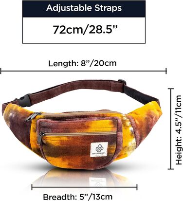 Поясна сумка унісекс Freakmandu Hemp Fanny Pack поясна сумка для сумок через плече, стиль бохо-хіпі, поясні сумки ручної роботи для походів, бігу, бігу, чоловіків і жінок (один розмір, осіння магія)