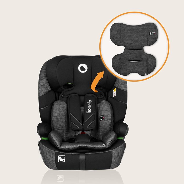 Автокрісло Lionelo Levi One I-Size 76-150 см, Група 1 2 3, чорно-сірий колір