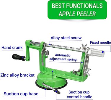 Овочечистка Neez 3 в 1-машина для очищення яблук, Картоплечистка, Овочечистка, кухонна машина для очищення овочів-Овочечистка (Зелена)