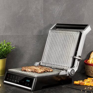 Електричний гриль Cecotec Rock'nGrill Dual 2000W з регулюванням температури та знімними антипригарними пластинами, що відкриваються на 180°