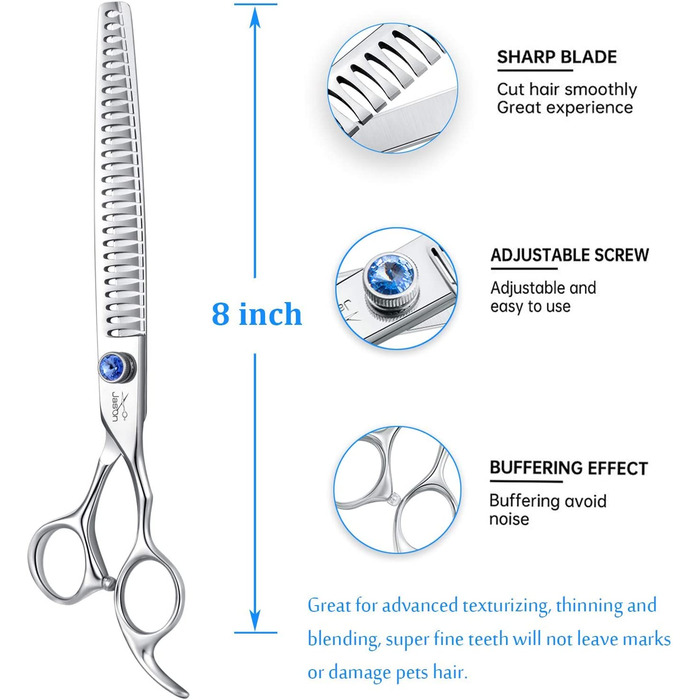 Професійні ножиці для стрижки собак JASON, ножиці для стрижки шерсті, ножиці для стрижки собак, кішок, 8 дюймів, 26 зубів, з нержавіючої сталі марки Japan 440C, 8,0'