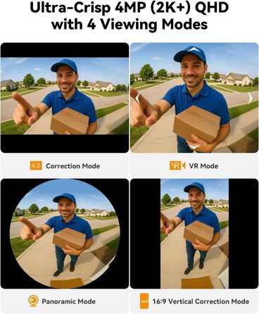 Відеодзвінок Imou DB3 KIT 4MP Panoramic, 2K+ WiFi, нічне бачення 5м, розпізнавання пакунків AI, двосторонній зв'язок