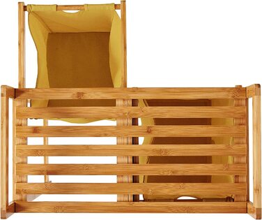 Кошик для білизни Lumaland з бамбука з 2 висувними мішками для білизни | Легкий у догляді, стійкий до вологи, легко очищується | Висота приблизно 73 см x 64 см ширина x 33 см глибина [Бежевий] 2 відділення для білизни, 2 мішки для білизни | Бежевий