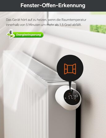 Розумний термостат для радіатора Beok WiFi з керуванням через Tuya, Google Assistant та Alexa, живлення від батарейок