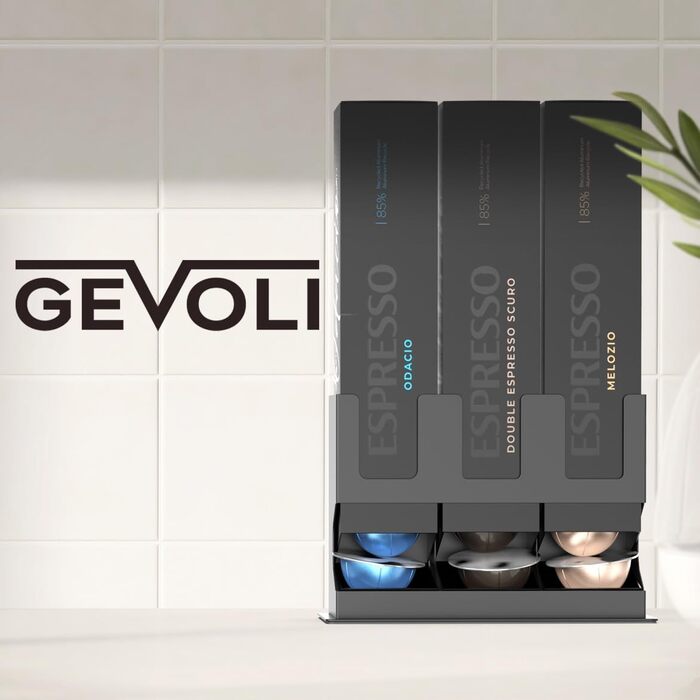 Диспенсер для капсул Nespresso Vertuo GalvanoX (3 шт.), органайзер для стільниці, сталевий, вміщує 3 смаки (30 капсул)