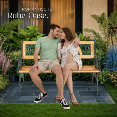 Тектайк (tectake) лавка для саду на 2 особи, дерев'яна, в стилі кантрі, 119,5 x 62 x 83 см, 'Міхаела'