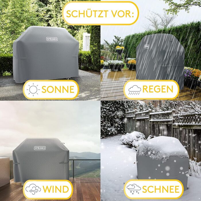 Чохол для гриля WEATHERPROOF чохол для гриля Високоякісний чохол для гриля Weber, Napoleon, Enders - EXTRA ручки газового гриля Oxford 600D тканина 147x6122см - Чохол для гриля (сірий) 147 x 61 x 122 см Сірий