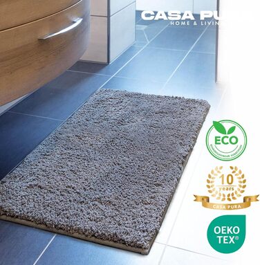 Casa Pura Килимок для ванної кімнати з високим ворсом Sky Soft - М'який, пухнастий, з ефектом шаги - Нековзний, пральний, перевірений на шкідливі речовини - 16 кольорів у 6 розмірах (80x150 см, /Ivory)